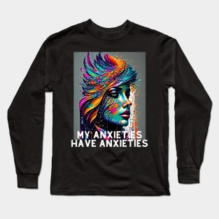 My Anxieties have Anxieties (color girl profile) Long Sleeve T-Shirt